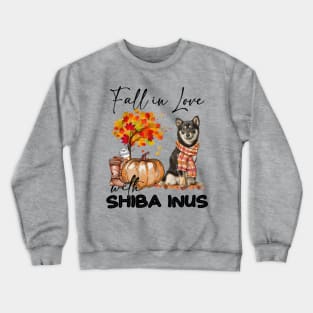 Fall In Love With Shiba Inus Fall Pumpkin Thanksgiving Crewneck Sweatshirt